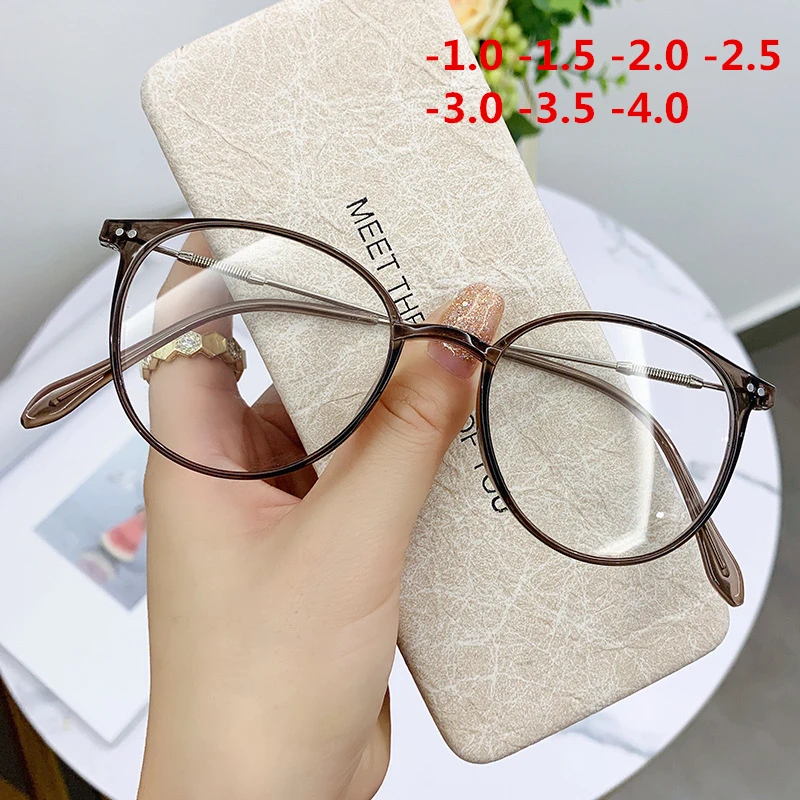 -1,0 1,5 2,0-4,0 Готовые Круглые Очки Для Близорукости Женщины Мужчины Сверхлегкие Близорукие Очки По Рецепту Близорукие Очки