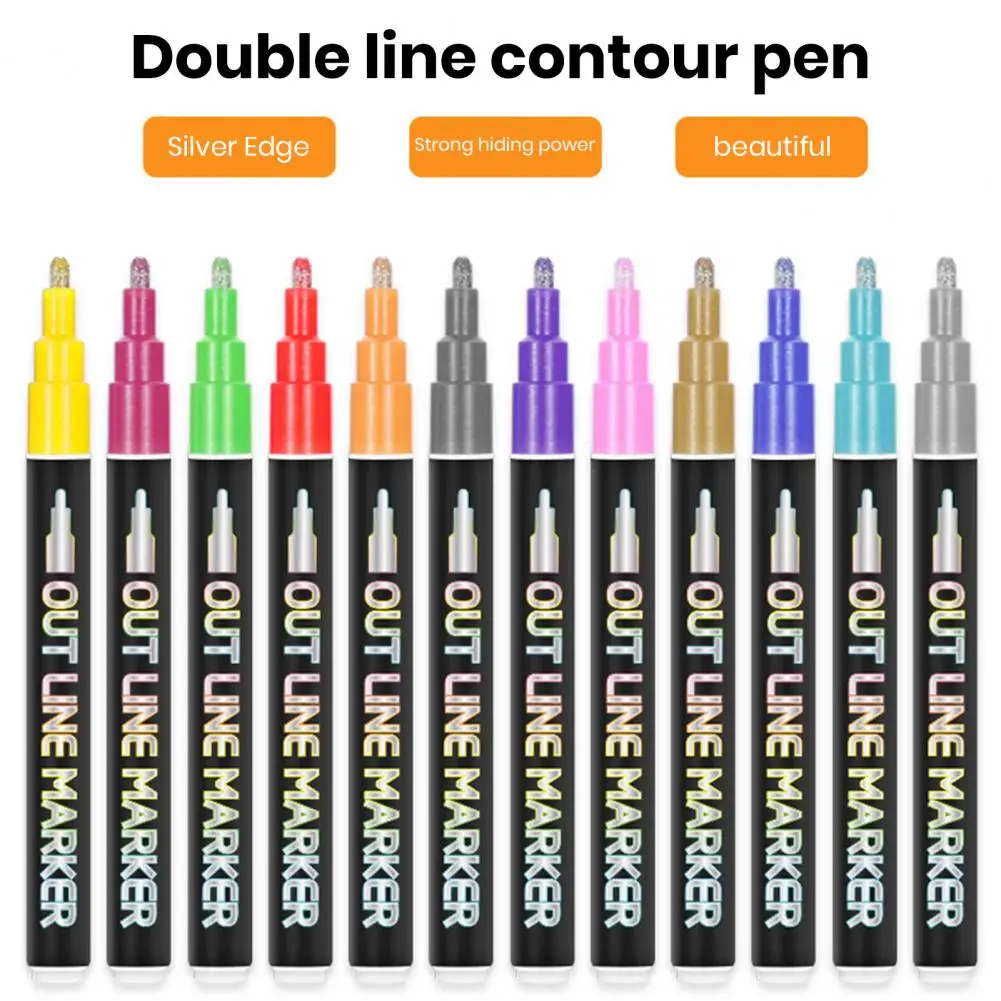 Двойная линейная ручка Набор маркеров для нанесения контуров двойной линии для изготовления открыток с надписями Diy Art 20шт Ручки с наконечником 1-3 мм для рисования