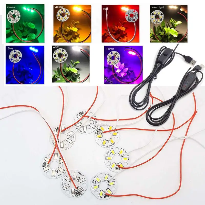 USB-лампа 6LED 5V, светодиодная доска с шариками, линейная лампа круглого преобразования, красный Фиолетовый Теплый белый свет, SMD 5730 V27
