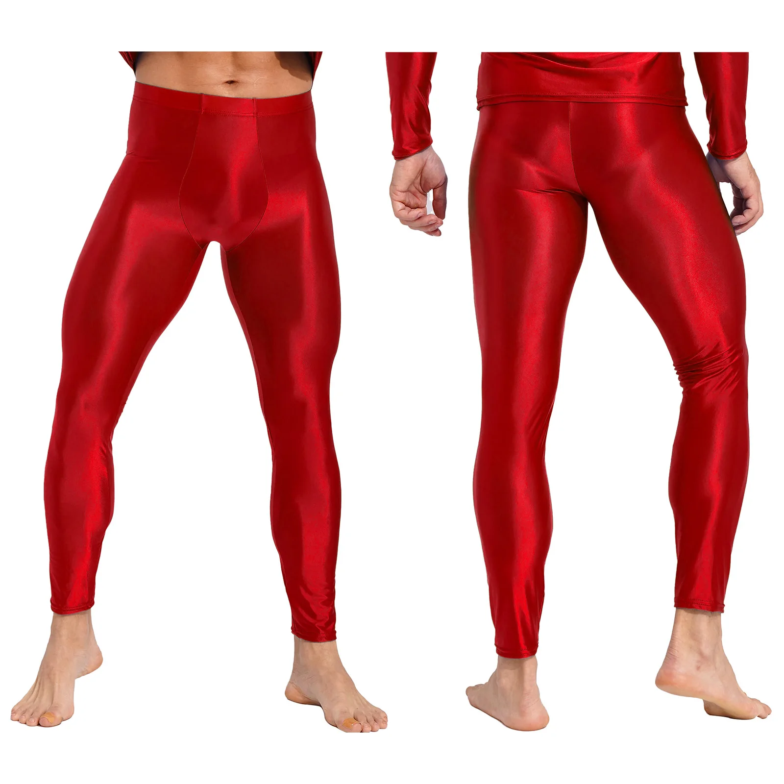 Мужские штаны для йоги Глянцевые Однотонные Леггинсы с эластичным поясом, Узкие брюки для занятий йогой, Бег, Тренажерный зал, купальный костюм для фитнеса
