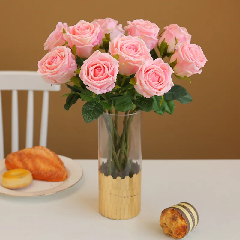 10 шт./лот, Искусственная латексная роза, искусственные цветы, Свадебный букет невесты, украшение для дома, гостиной, сада, рабочего стола, Stova Rose Flower