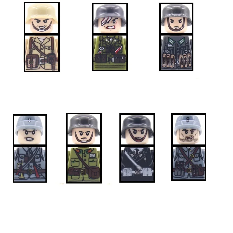 Немецкие, британские, французские фигурки солдат Второй мировой войны, Аксессуары, Строительные блоки, Армейское пехотное оружие, Детали для пистолетов, игрушки для детей