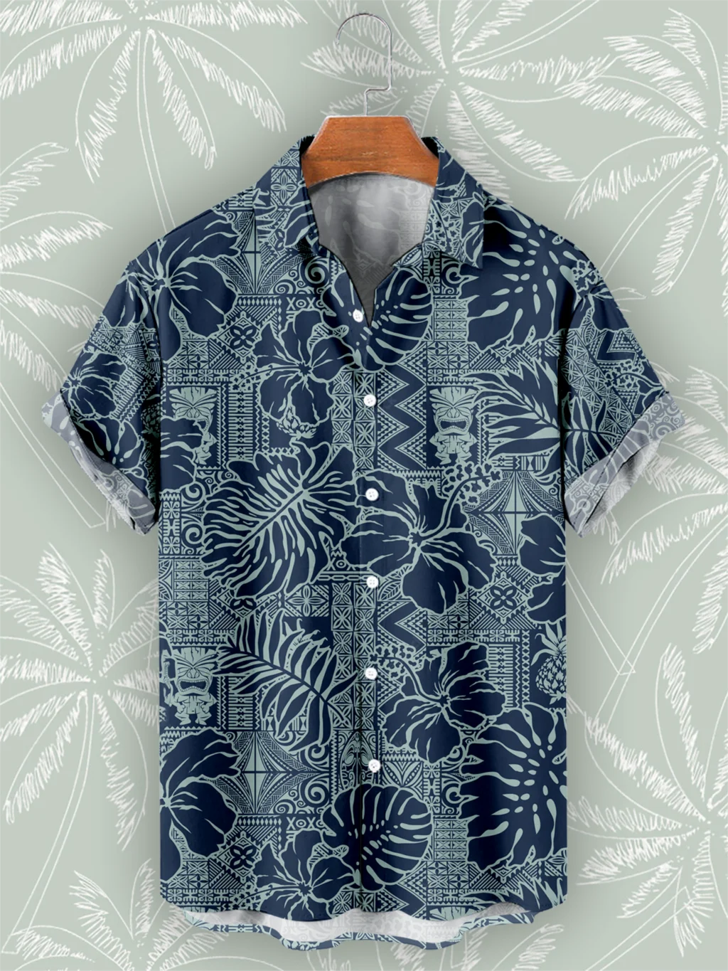 Пляжная Гавайская рубашка Мужские Летние топы в стиле Тики-бар с коротким рукавом, Модные рубашки оверсайз для мужчин 2023, Высококачественная мужская одежда