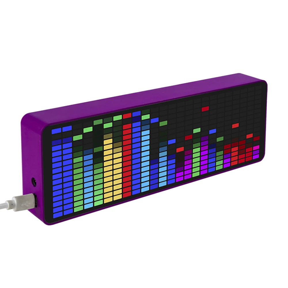 USB 5V 1A Светодиодная подсветка Стереомузыкальный спектр Электронные часы Голосовой ритм RGB Индикатор уровня звука автомобиля Лампа атмосферы автомобиля