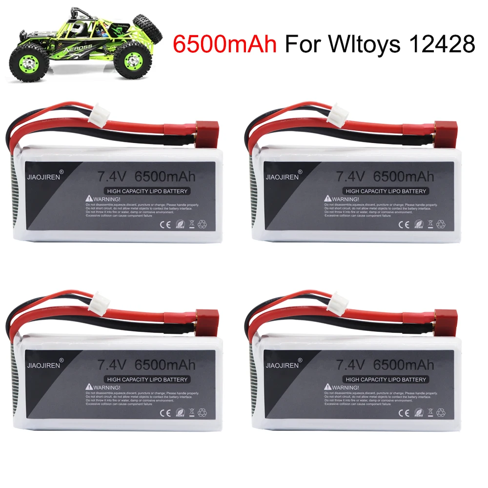 7,4 В 6500 мАч высокой емкости lipo аккумулятор для Wltoys 12428 12423 RC Автомобили обновление аккумуляторных частей для RC игрушки Автомобильные аксессуары 1-5 шт.