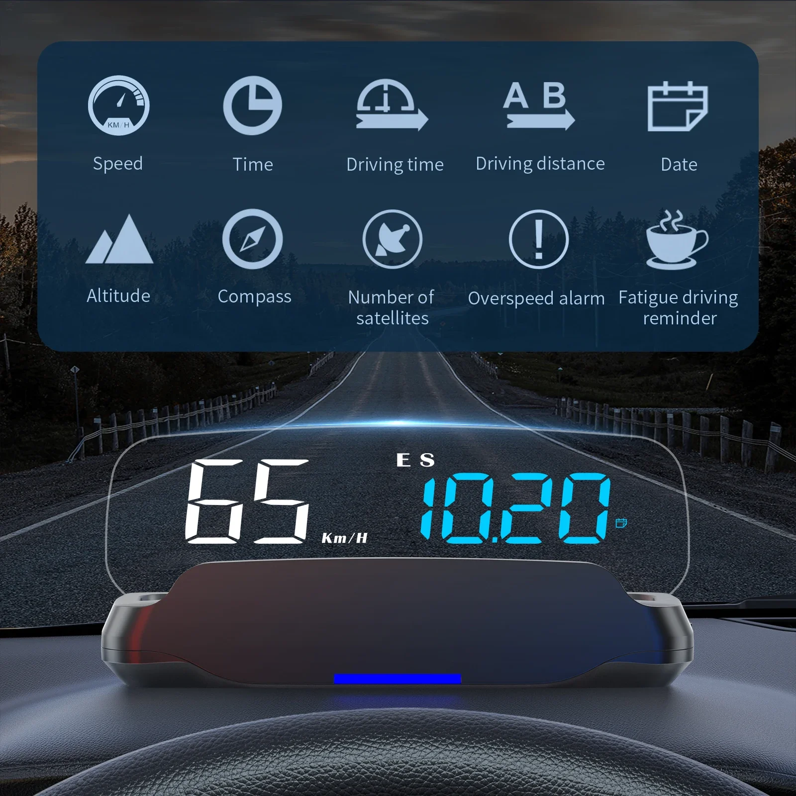MH C7 Автомобильный GPS Головной Дисплей Автоэлектроника HUD Проектор Дисплей Цифровой Автомобильный Спидометр Аксессуары Сигнализация Превышения Скорости Компас