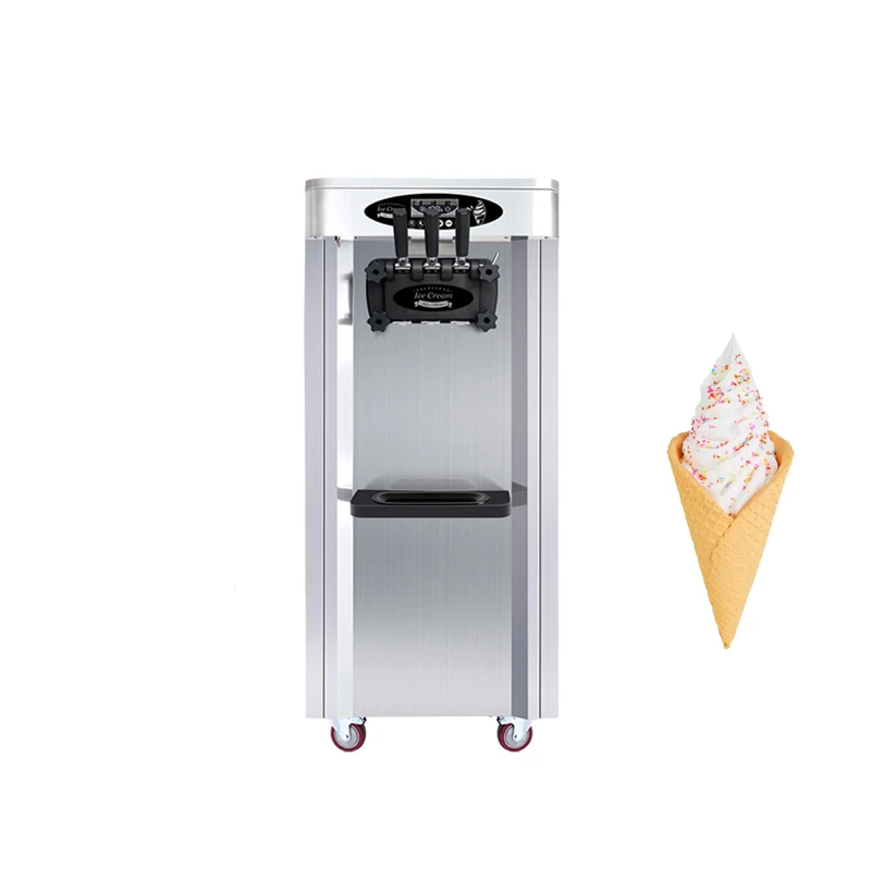 Напольная машина для приготовления мягкого мороженого с тремя головками со вкусом шоколадного матча