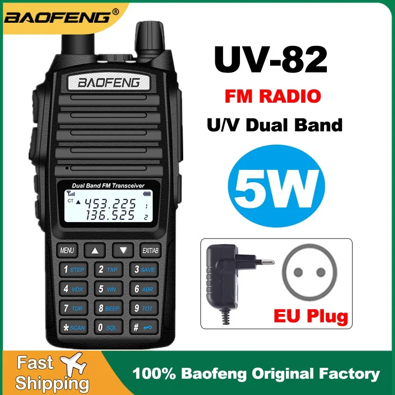 Baofeng UV-82 5 Вт FM-рация UV 82 Портативная Двухсторонняя Радиостанция с двойным PTT Ham CB Радиостанция VHF UHF UV82 Охотничий приемопередатчик