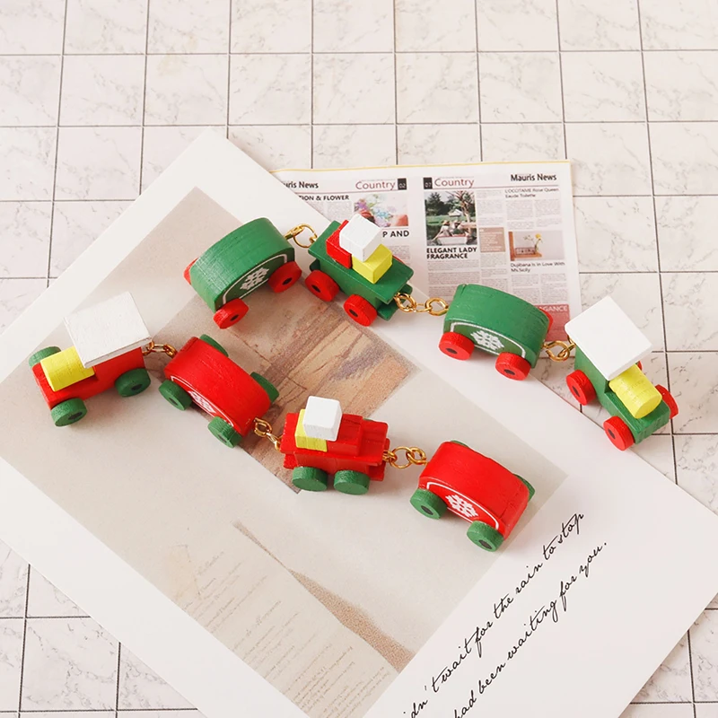 1:12 Кукольный домик Миниатюрный поезд Рождественская Снежинка Маленькие вагончики Игрушечная модель Кукольного домика своими руками Декор для детской игрушки понарошку