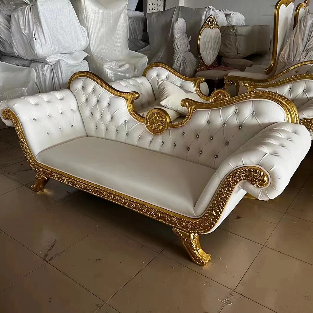 Цена по прейскуранту завода изготовителя удобный королевский антикварный роскошный свадебный диван-трон, стулья для жениха и невесты, белый диван-трон