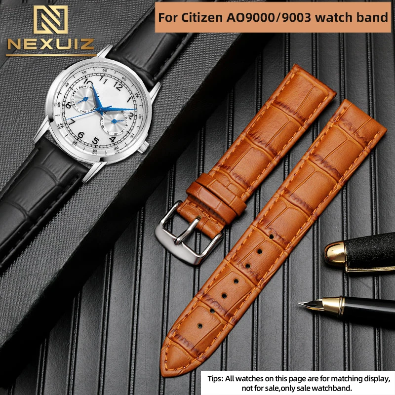 Мужские кожаные часы с аксессуарами для Citizen AO9000 AO9003 AT2140 Ремешок из воловьей кожи 20мм 21мм 22мм Стиль пряжки