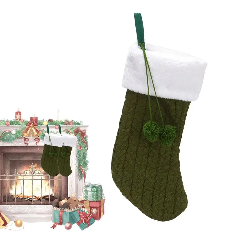 Вязаные рождественские чулки Многоцелевые вязаные рождественские чулки на шнурке, сезонные декоры для игрушек, подарок из шоколадных конфет.