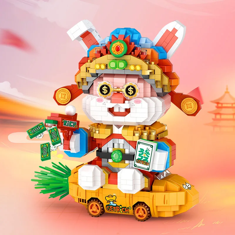 LOZ Qian Tu Si Jin Мини-гранулированный строительный блок, украшение детского рабочего стола, сборочные игрушки, Год Кролика, Знаки Зодиака, подарки на день рождения f