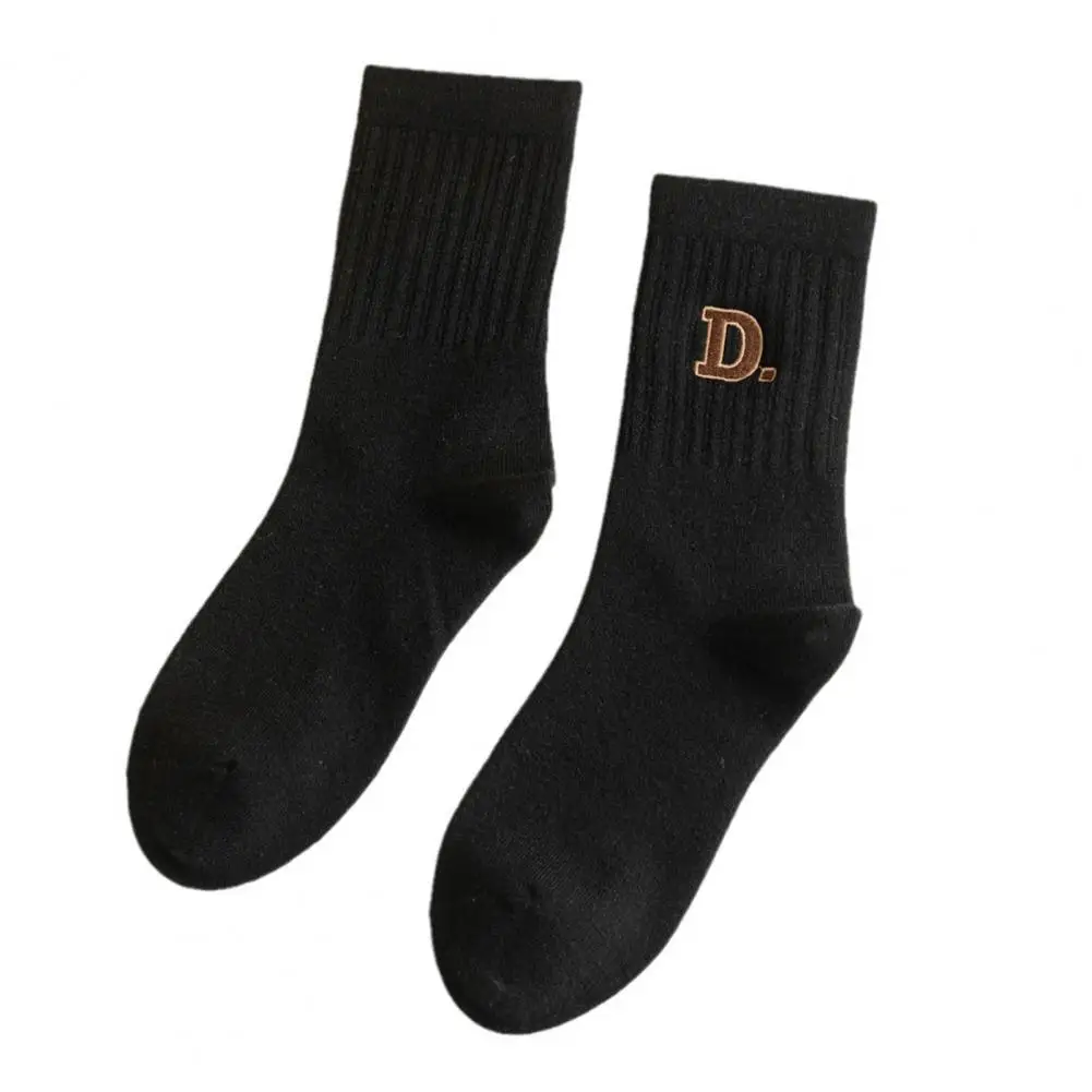 Толстые носки, женские носки с вышивкой буквами, мягкие теплые нескользящие повседневные носки в пол для впитывания пота, контроля запаха.