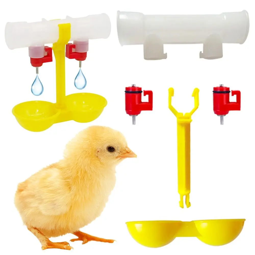 2шт Автоматический Инструмент для кормления Подвесная Поилка для мелких животных Поилка для цыплят Поилка для домашней птицы Двойной Ниппель