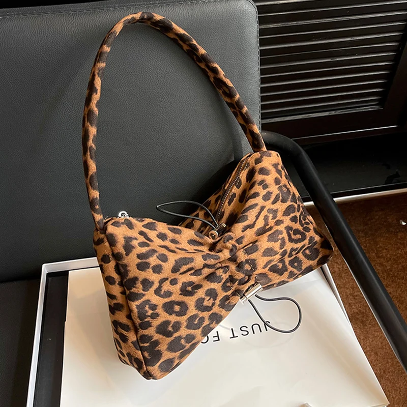 Женская сумка через плечо с леопардовым узором, дизайнерская сумка-бродяга, модная сумочка для покупок подмышками, винтажная женская тканевая сумка-тоут