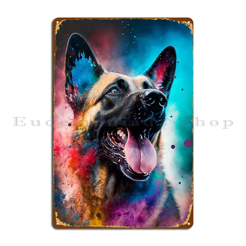 Бельгийская собака Малинуа, синестетическая живопись, Металлическая вывеска, Персонализированные тарелки для вечеринок, Кухня, Жестяной плакат