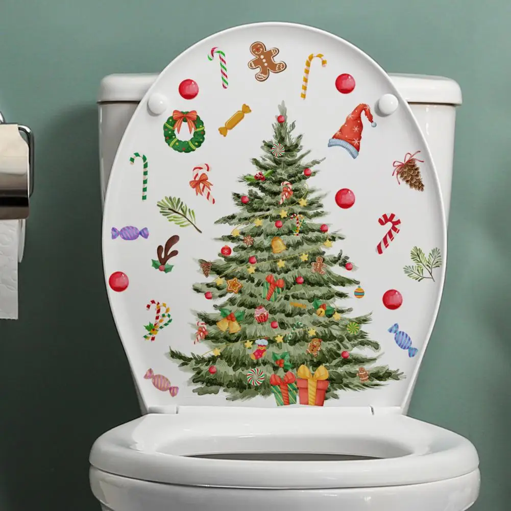 Наклейка на туалет с рождественским снеговиком, водонепроницаемая, безопасная в использовании, Забавная Рождественская елка, Съемная наклейка на стену, Новинка, украшение для дома для туалета