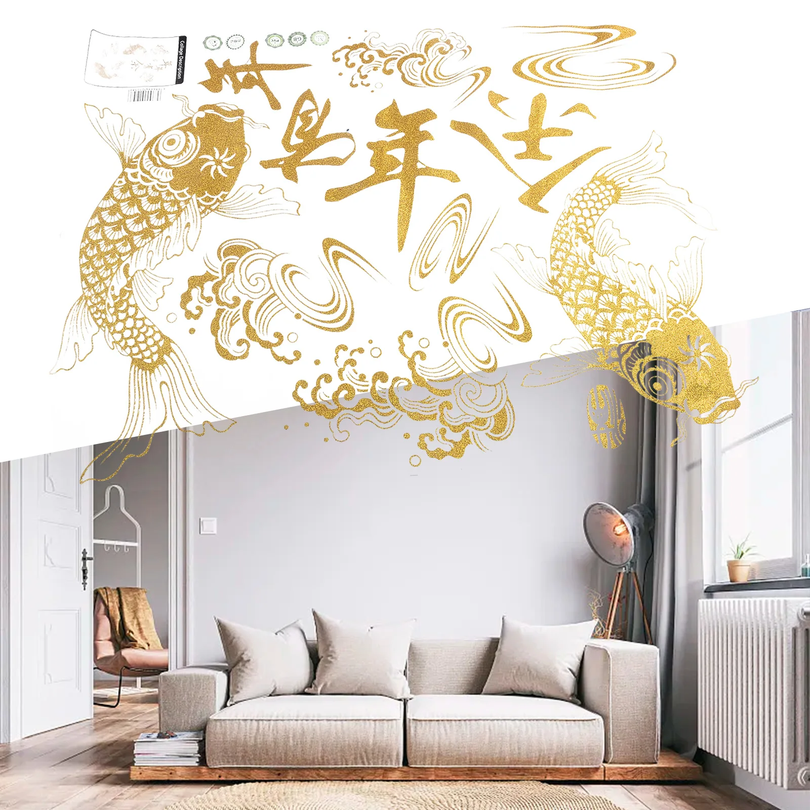 Добро пожаловать в китайский Новый год в стиле яркой наклейки CNY Decor, простой в использовании, размер 45 * 60 см, идеально подходит для празднования весеннего фестиваля
