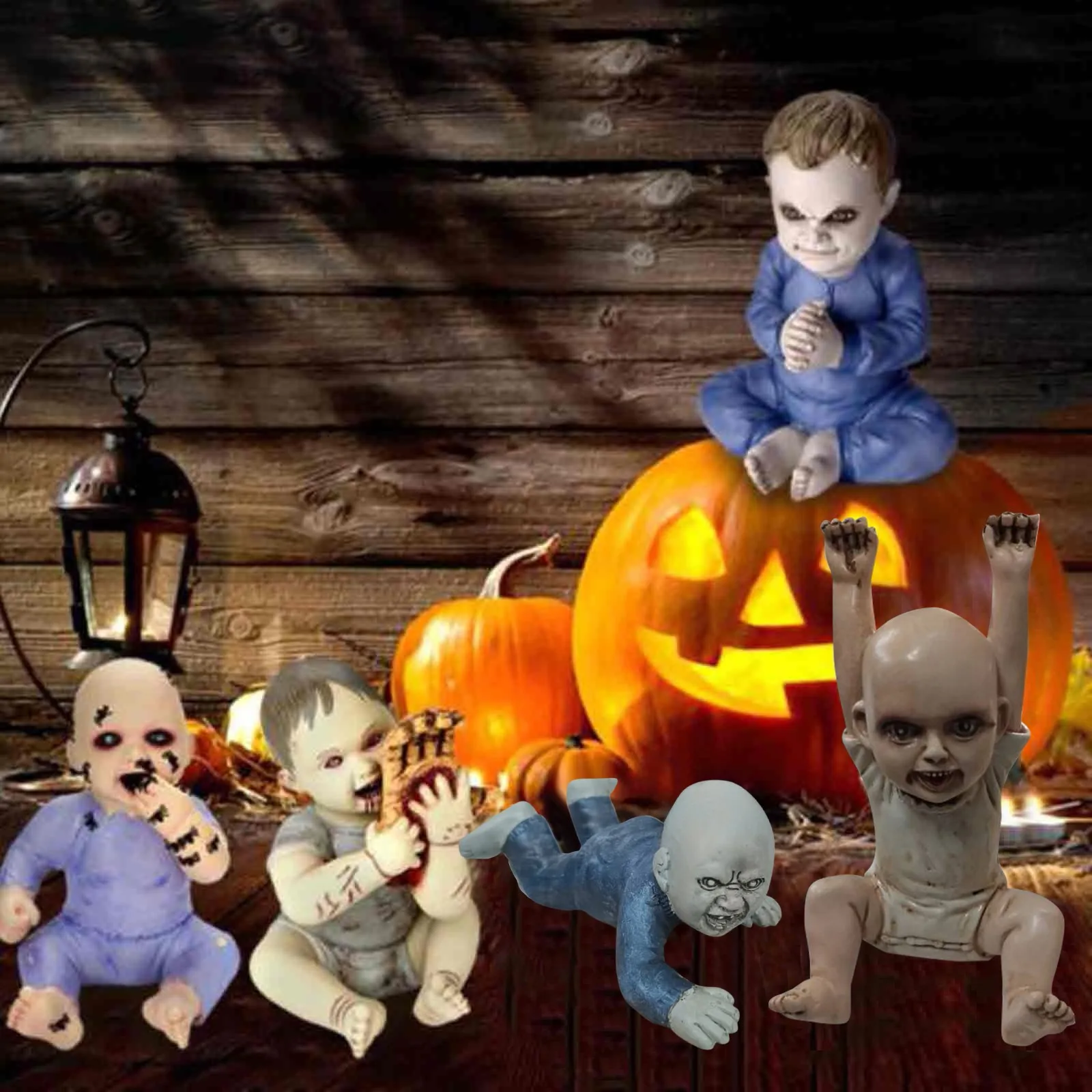 2023 Новая Статуэтка Младенца ужасов на Хэллоуин, Кукла ручной работы, Поделки, украшения из смолы, Кукла с привидениями на Хэллоуин, Призрак, зомби, Детский декор