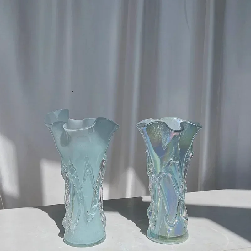 Простые голубые кружевные вазы, вазы для капусты ручной работы, домашний декор, украшения столешницы в гостиной, украшения спальни