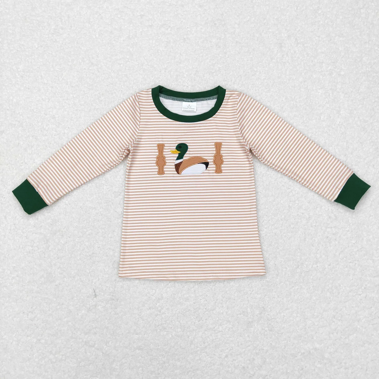 Оптовая продажа, пуловер в полоску для малышей, хлопковая рубашка с длинными рукавами для маленьких мальчиков, детская одежда, детские футболки с вышивкой для охоты.
