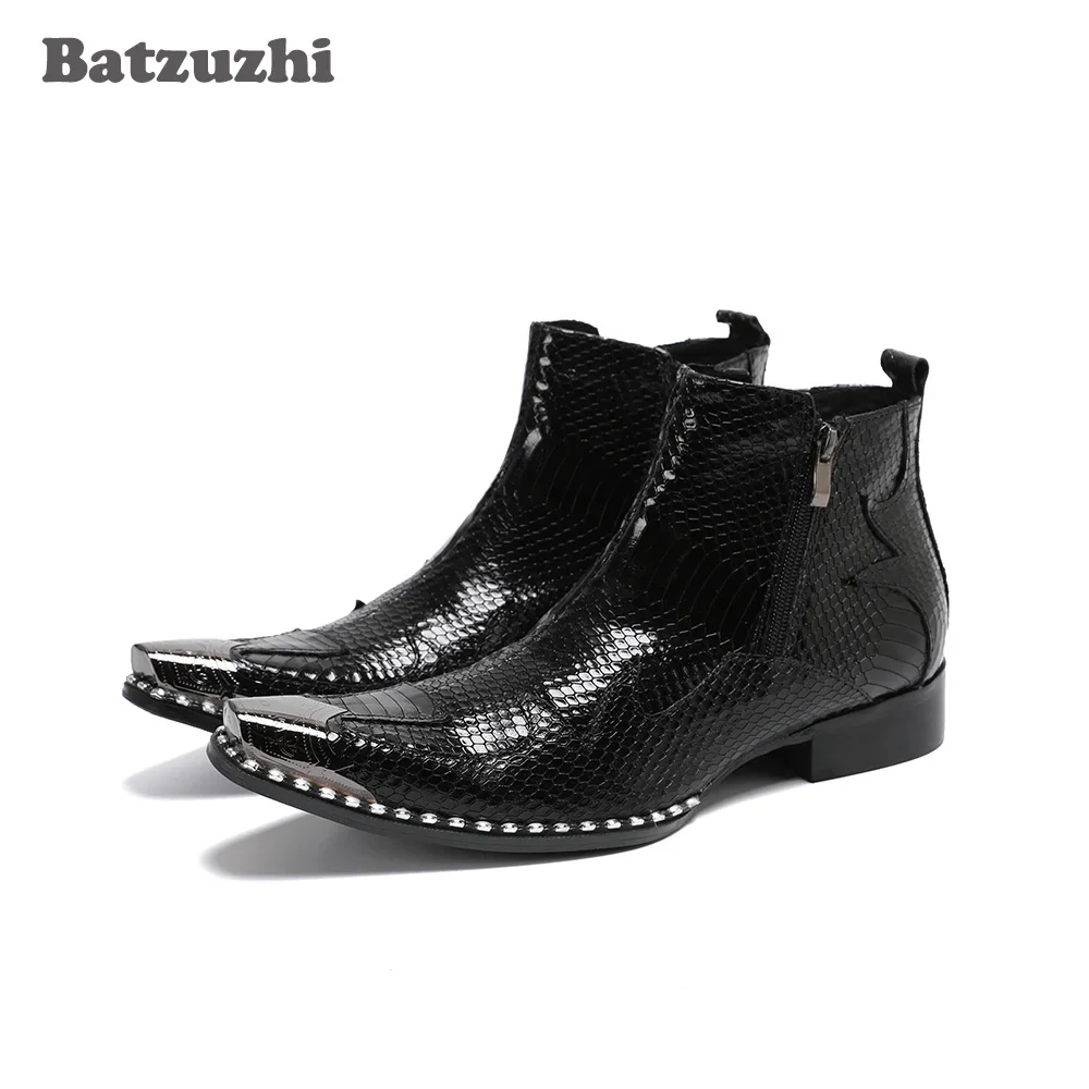Batzuzhi/ Модные Ботинки Bota Masculina, Мужские Черные Ботильоны, Удобные Модельные Ботинки из Мягкой Кожи для Мужчин, Мотоциклетные, Деловые