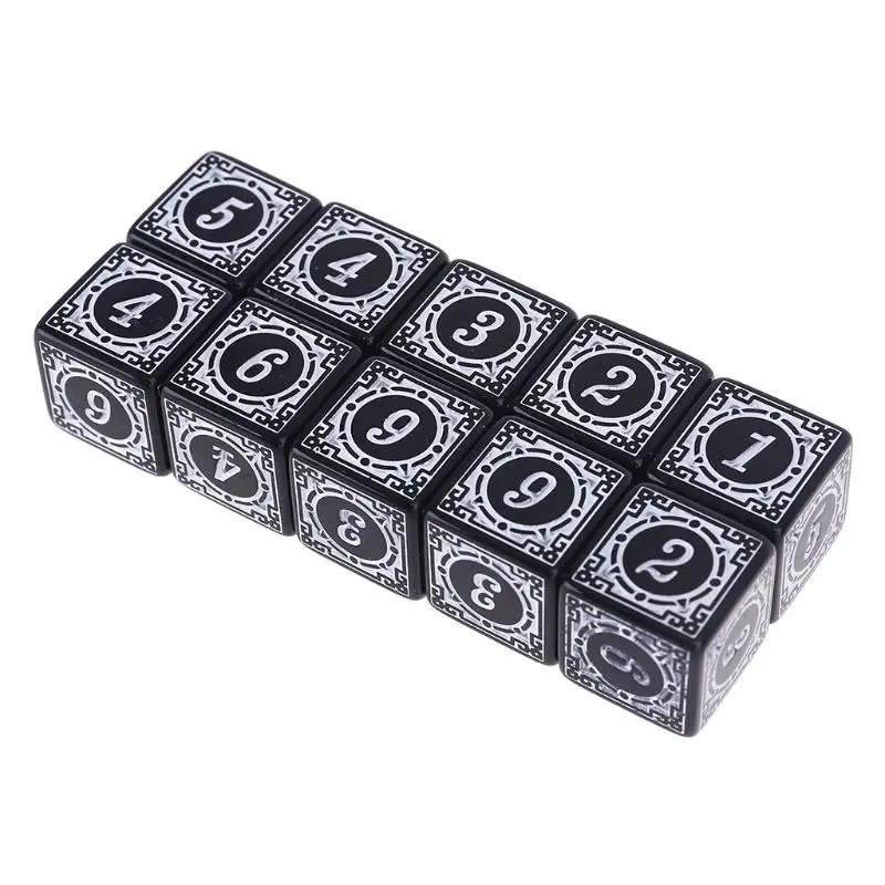 F1FD 10 шт. Акриловые 6-сторонние кубики с квадратными краями, Многогранные кубики для ролевых игр