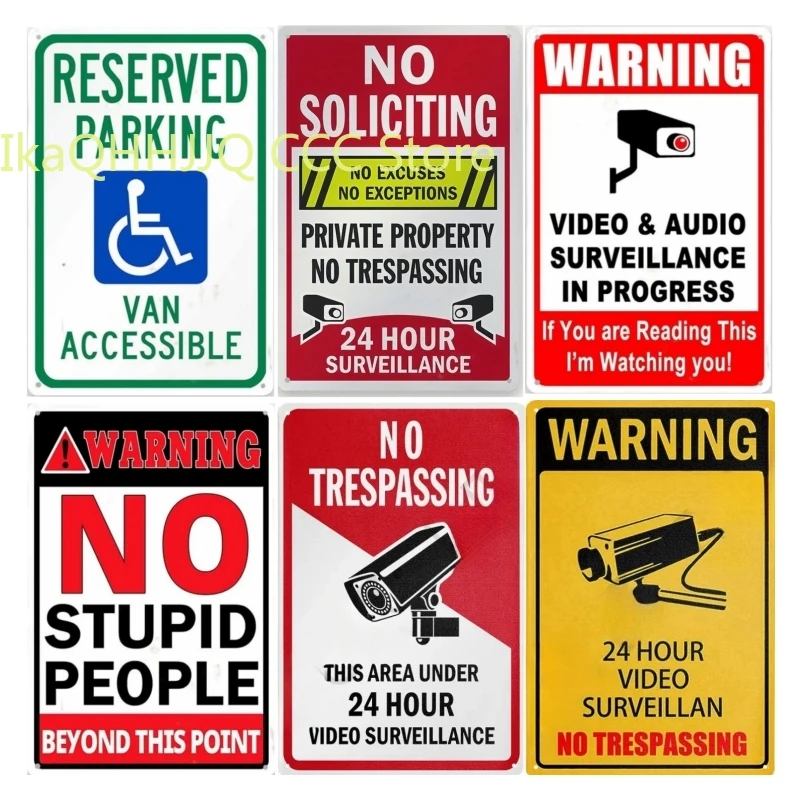 Винтажный плакат с предупреждающим знаком, жестяная табличка, роспись по металлу, 24 часа, Монстр с видеокамеры, бар, кафе, общественное место