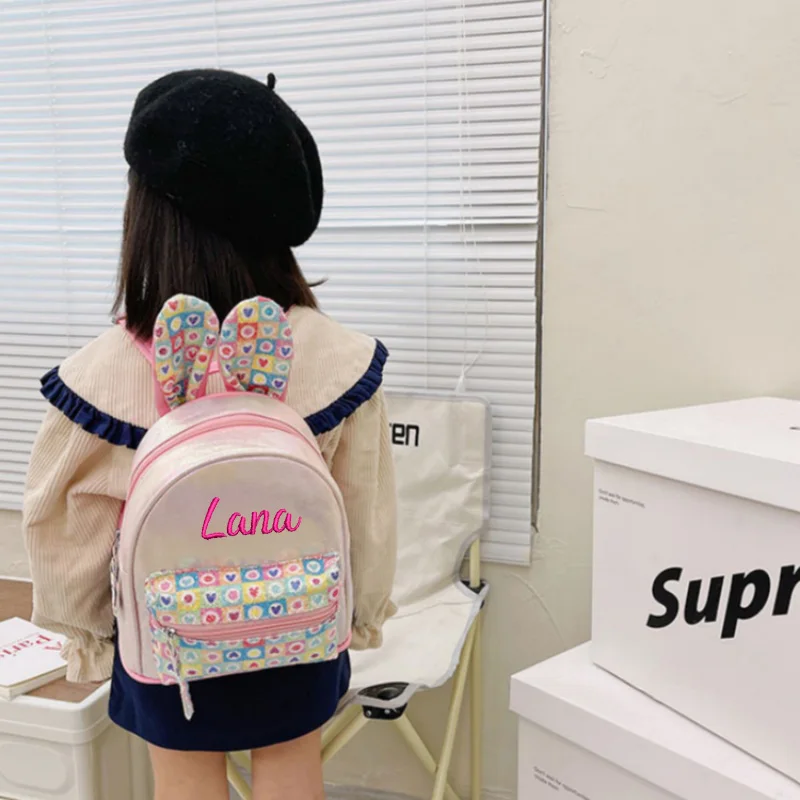 Детская сумка с заячьими ушками, рюкзак, красочная сверкающая девочка, милая мультяшная модная сумка принцессы, Индивидуальная сумка для книг