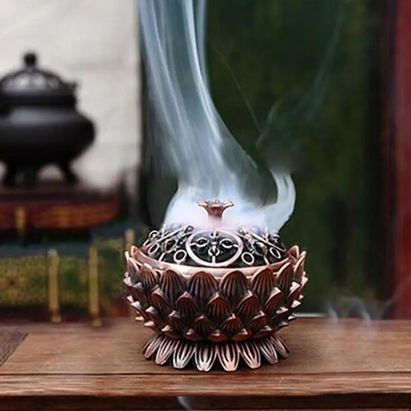 Курильница для благовоний в виде цветка лотоса, буддизм, держатель Будды, Латунная Мини-курильница для благовоний, металлические поделки, украшение для дома, офиса