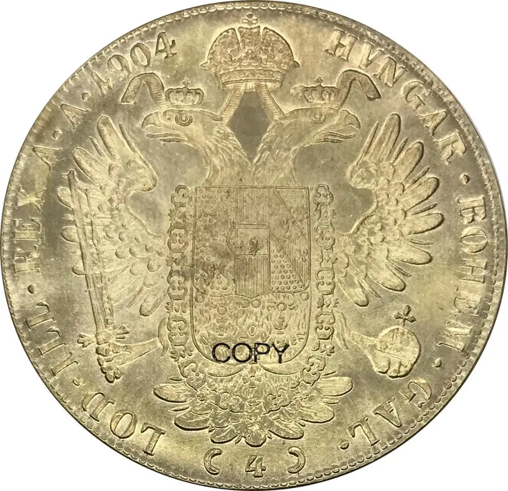 Австрийская Золотая монета Франца Иосифа I 1904 года достоинством 4 Дуката, Латунная Металлическая Копировальная Монета, Памятные МОНЕТЫ