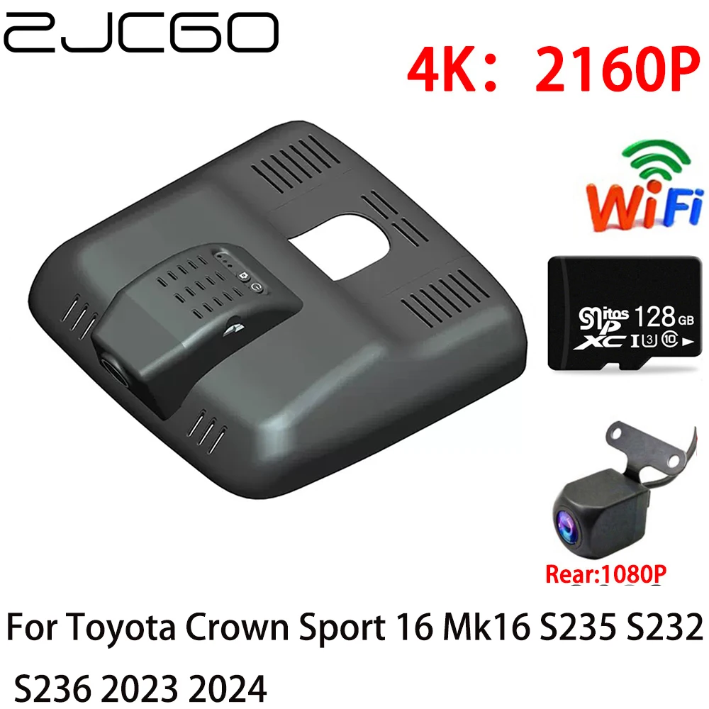 ZJCGO 2K 4K Автомобильный Видеорегистратор Dash Cam Wifi Передняя Камера заднего Вида 2 Объектива 24h Парковка для Toyota Crown Sport 16 Mk16 S235 S232 S236 2023 2024