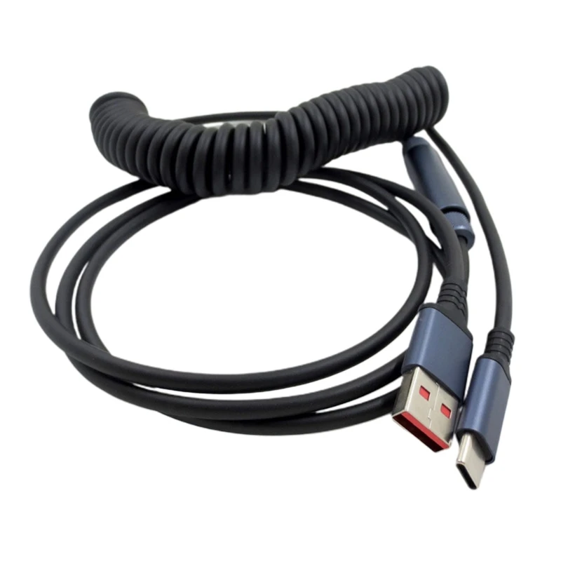 USB-кабель типа A-C, линия передачи данных на спиральной пружине для механической клавиатуры, прочная линия передачи данных