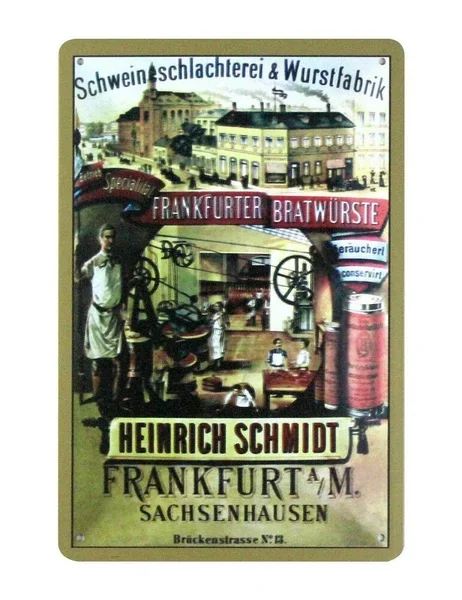 Пивной бар Heinrich Schmidt Frankfurt, таверна, жестяная вывеска на стене