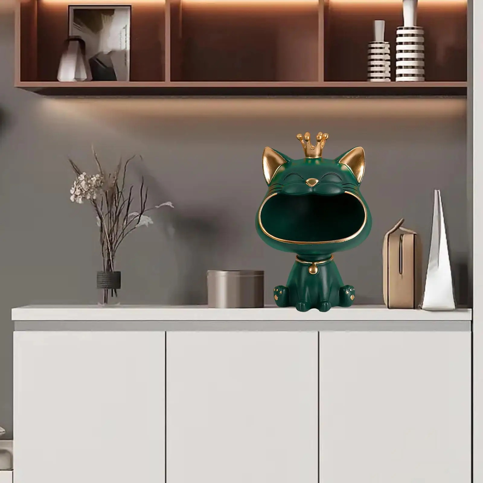 Статуя Счастливого кота, скульптура, Lucky Cat, Подарочные ключи для любителей кошек из смолы, блюдо для конфет для стола в гостиной