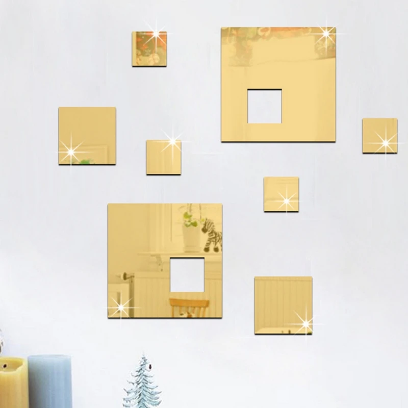 Современная 3D квадратная зеркальная наклейка на стену своими руками, акриловая наклейка для домашнего декора комнаты