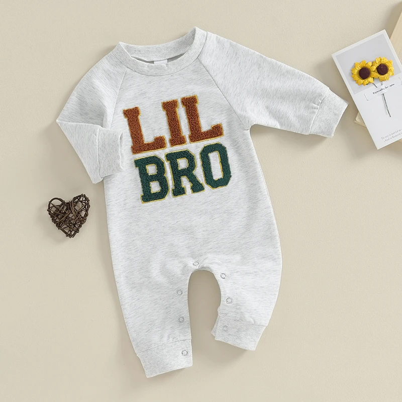 Комплект Одежды для новорожденного мальчика LIL BRO, комбинезон с вышивкой для младшего брата, боди, зимняя одежда для младенцев