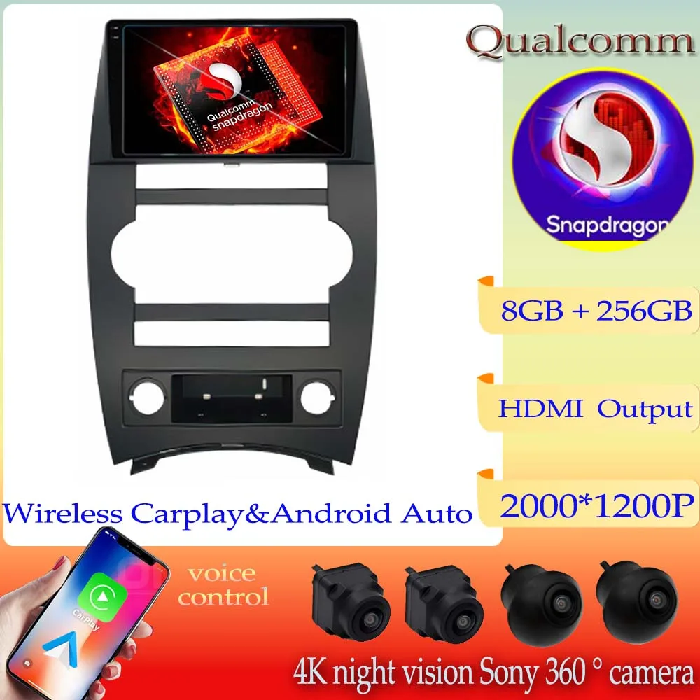 Android13 Мультимедийный Плеер Qualcomm Snapdragon Для Jeep Cherokee Commander XK 2005-2011 GPS Навигация Dvd Авто Радио Стерео