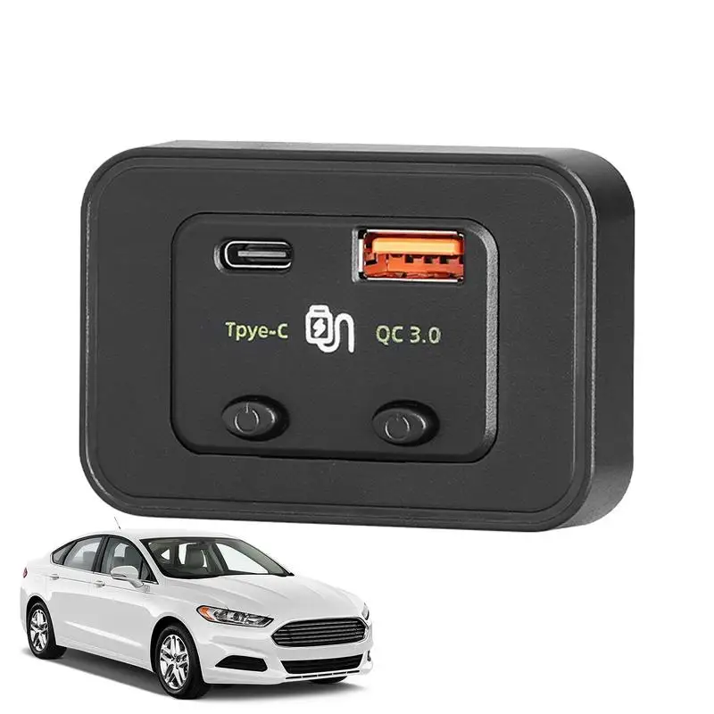 Автомобильное Быстрое Зарядное Устройство Type-C Qc3.0 USB-Порт Автомобильные Зарядные Устройства С Кнопочным Переключателем Защита Безопасности Заряжает 2 Устройства Smart Charging Truck